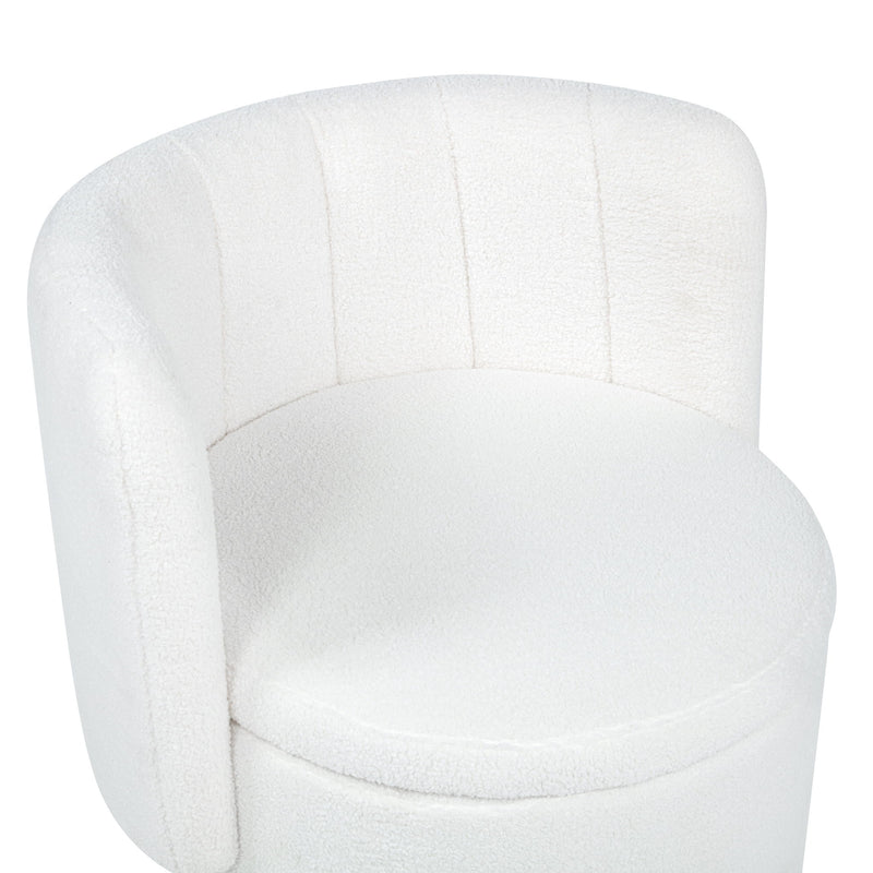 Modern 360 Degree Swivel Back Sofa Chair With Storage Space Boucle, Perfect For Bedroom And Living Room - Beige