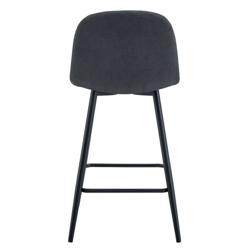 Modern Black Pu Bar Chair Rounded Backrest (Set of 2)