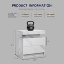 Nightstand LED, Bedside Table Cabinet With 2 Drawers For Bedroom