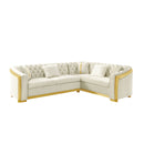 L Shaped Chesterfield Sectional Sofa With Stainless Steel Accents