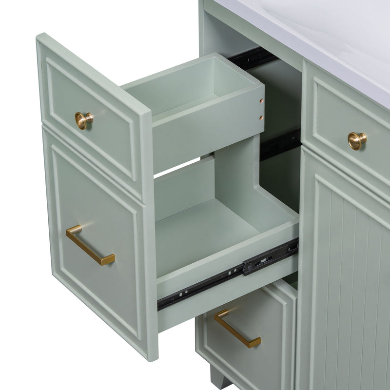 Bathroom Vanity, Transitional Style Bathroom Cabinet With Resin Sink, Single Bathroom Cabinet, With 2 Drawers And 1 Adjustable Storage Shelf, 2 Soft-Close Doors