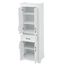 Freestanding Bathroom Vanity, Elegant Design With 4 Doors & 1 Drawer, Adjustable Shelves, Damping Hinges - White