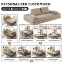 Multifunctional Convertible Sofa Bed With 2 Tumbler Backrests And 2 Pillows, Deep Seat Couch