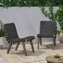Lounge Chair With Stunning Rope Weave Design, (Set of 2) - Black