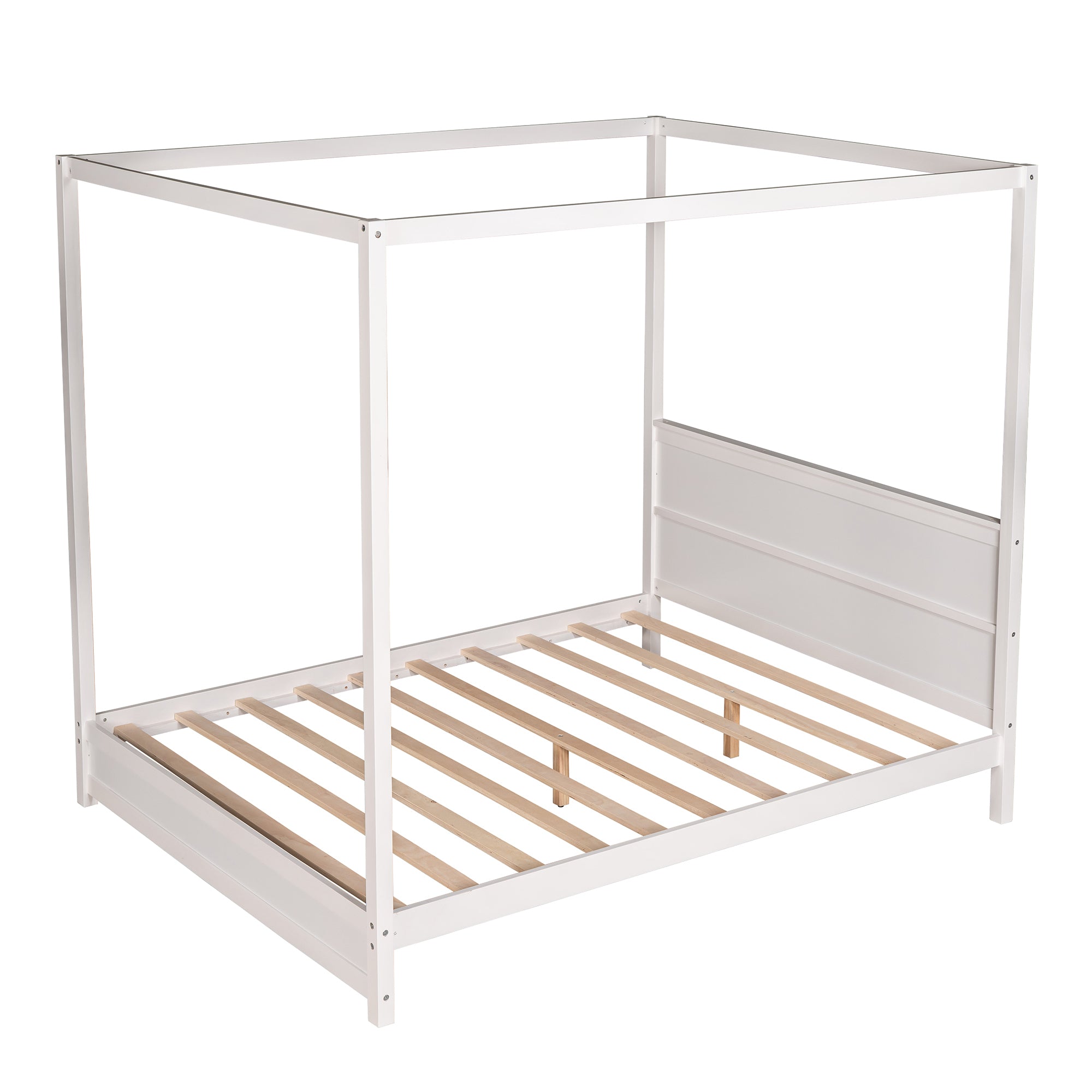 Queen Size Canopy Platform Bed with Headboard and Support Legs,White - Atlantic Fine Furniture Melbourne FL
