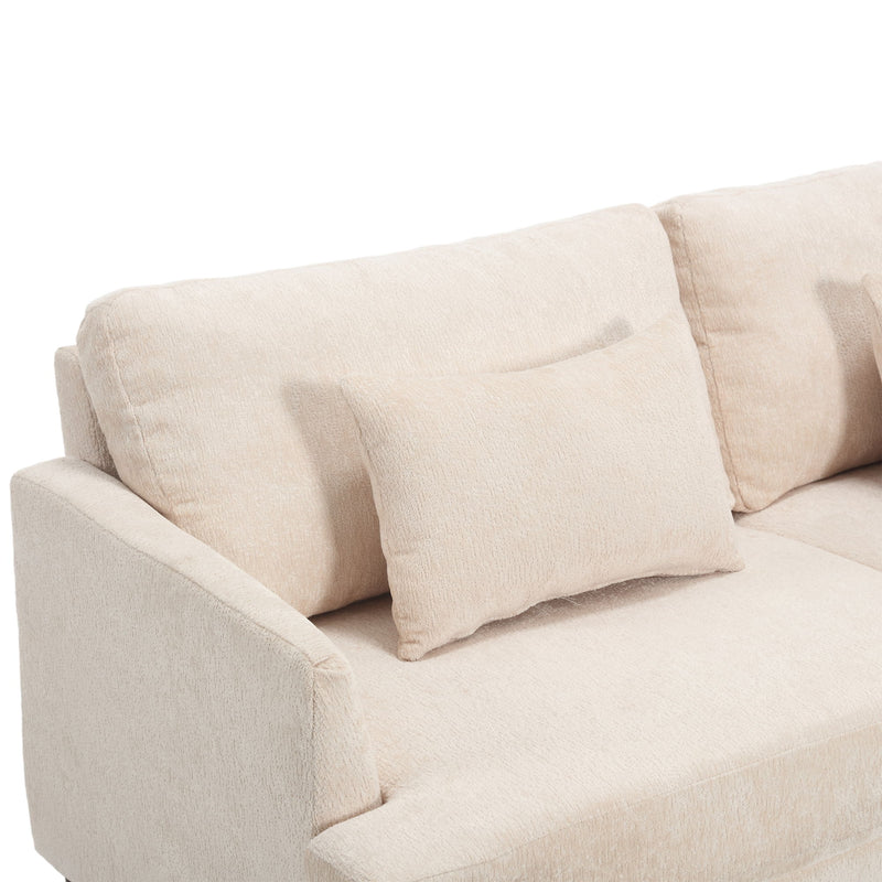 Mid Century Modern Chenille Fabric Loveseat Sofa, 2 Seat Upholstered Couch