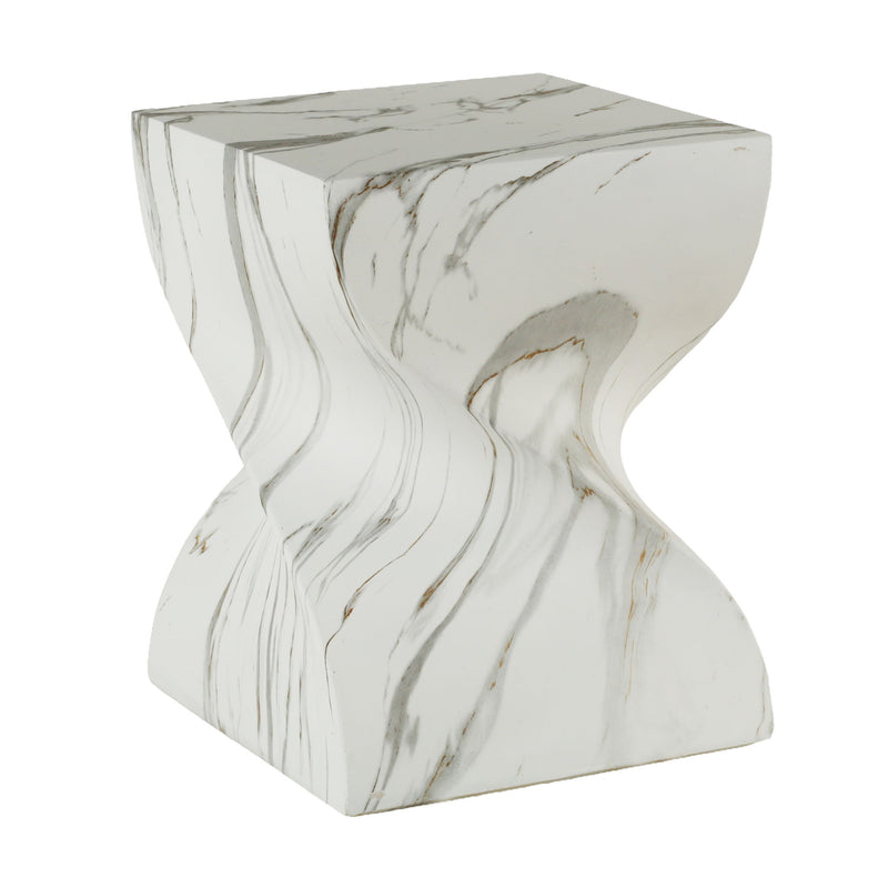 Outdoor End Table, Round Side Table For Patio And Garden - Marble