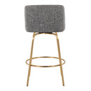 Toriano - Contemporary, Fixed Height Counter Stool With Swivel With Round Footrest (Set of 2)