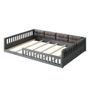 Upholstered Platform Bed With Guardrail And Pillow