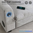 Sectional With Bluetooth Speaker Comfy Cloud Couch Set With Drop Down Table Cup Holders, USB Charger Storage Armrest Wide Seat Sofa