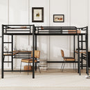 Twin Loft Bed With 2 Built In Desks, Mission Style - Black
