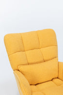 Rocking Chair Nursery, Teddy Upholstered Glider Rocker With High Backrest, Reading Chair Modern Rocking Accent Chairs Glider Recliner For Living Room - Yellow