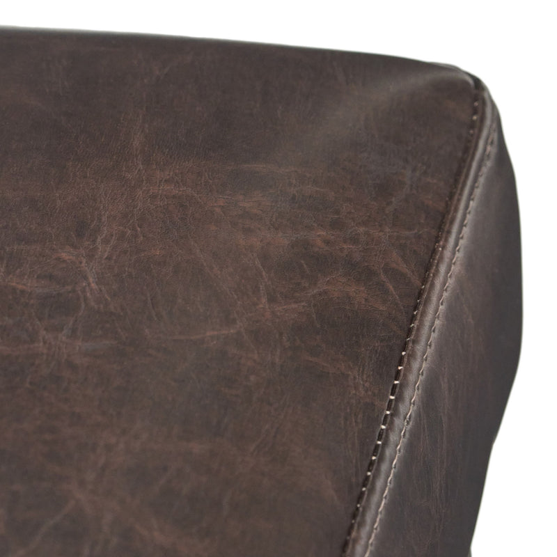 Bar Stools (Set of 2), Upholstered Barstools Armless, Rubber Wood Leg - Brown