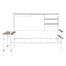 Daybed With Movable Desk, Grid, Shelves And Clothes Hanger