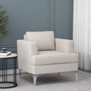 Upholstered Fabric Club Chair With Iron Legs - Beige