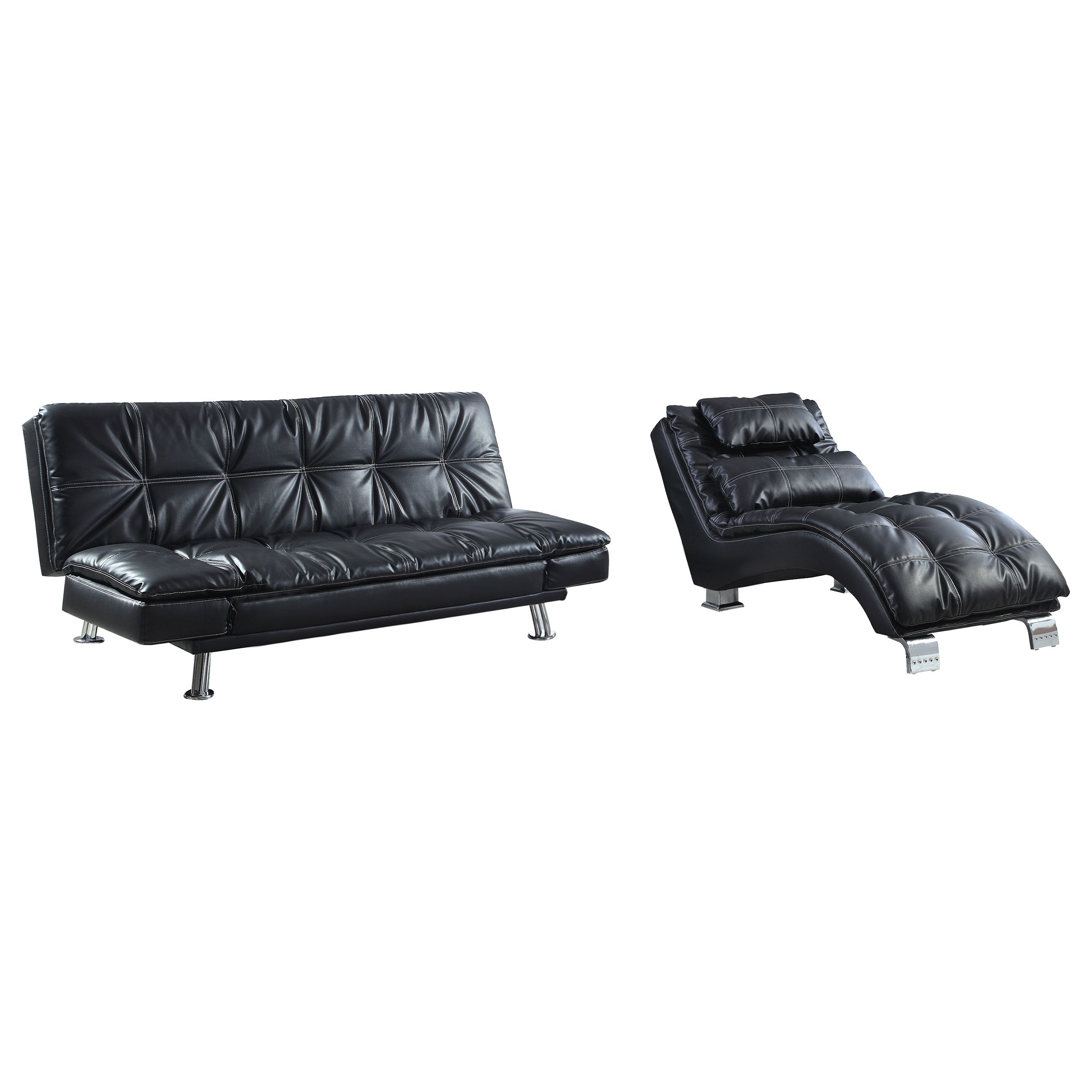 Dilleston Faux Leather Upholstered Tufted Chaise Black — view 4