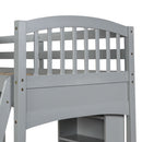 Loft Bed With Storage Shelves, Desk And Ladder