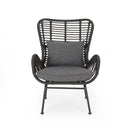 Modern Aesthetic Outdoor Rattan Accent Chair With Metal Legs