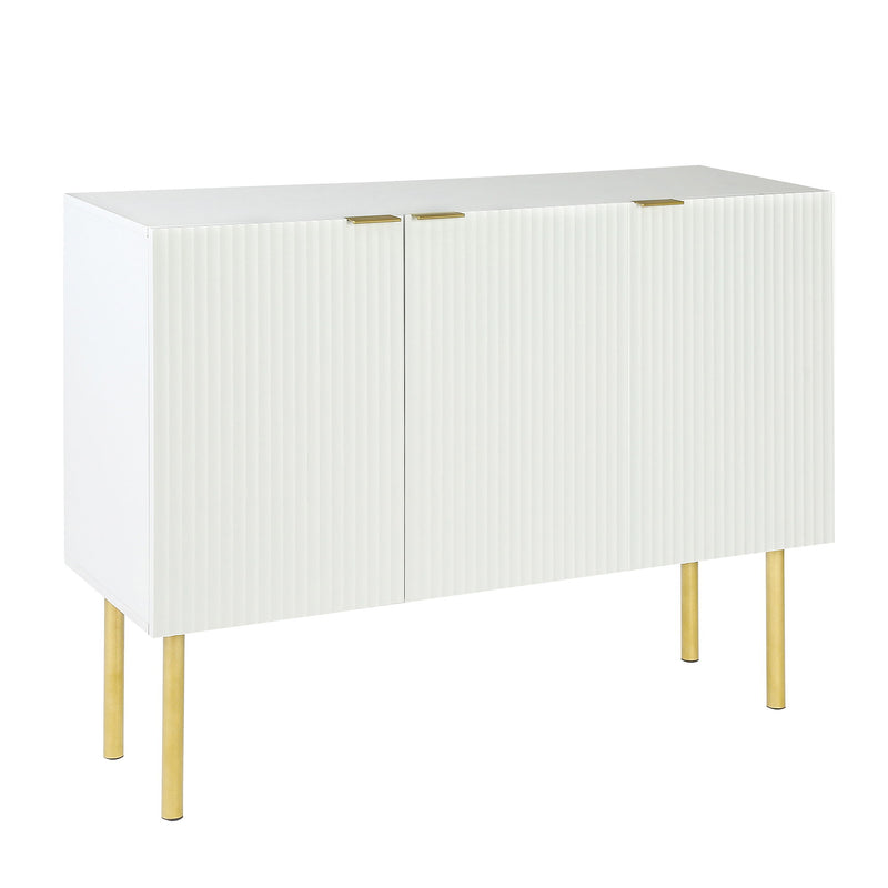 Modern Simple & Luxury Style Sideboard Particle Board & Board Cabinet With Gold Metal Legs & Handles, Adjustable Shelves For Living Room, Dining Room