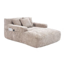 Chenille Interior Lazy Sofa Chaise Longue Armchair With 3 Pillows And Armrests