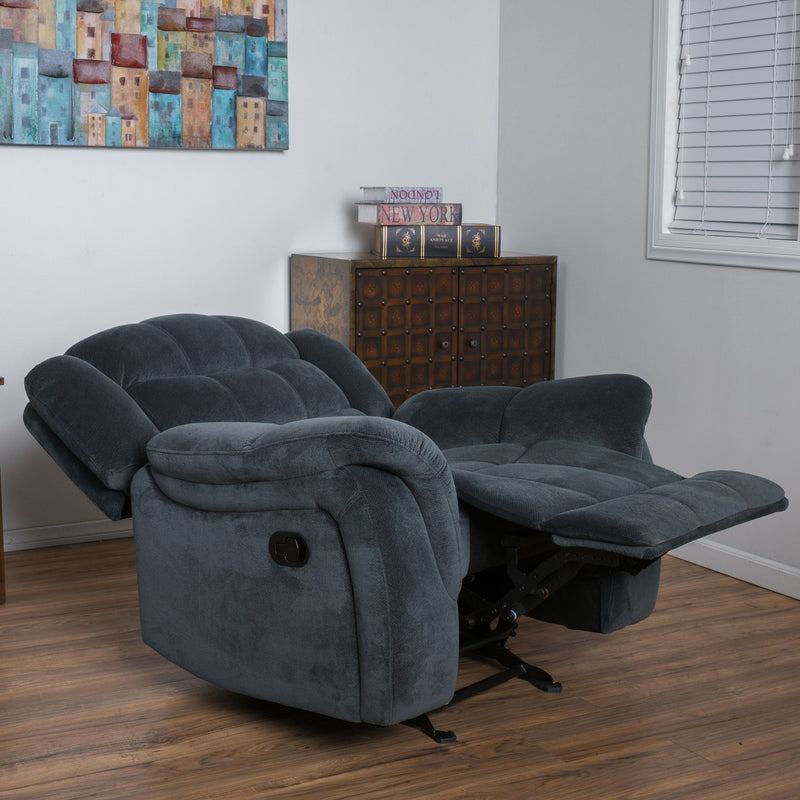 Classic Design, Plush Fabric, Glider Recliner