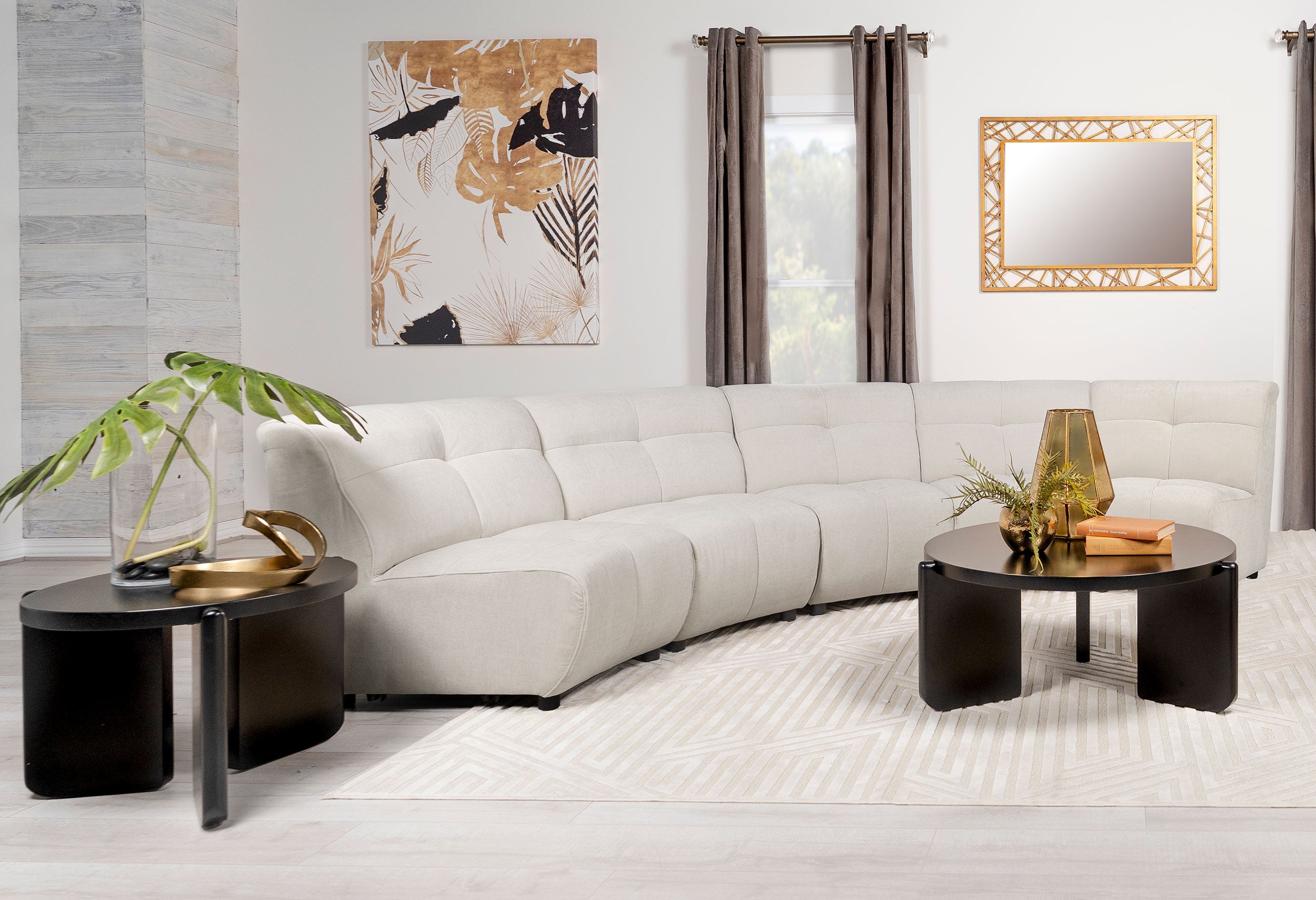 Charlotte 5-piece Upholstered Modular Sectional Sofa Ivory — view 1
