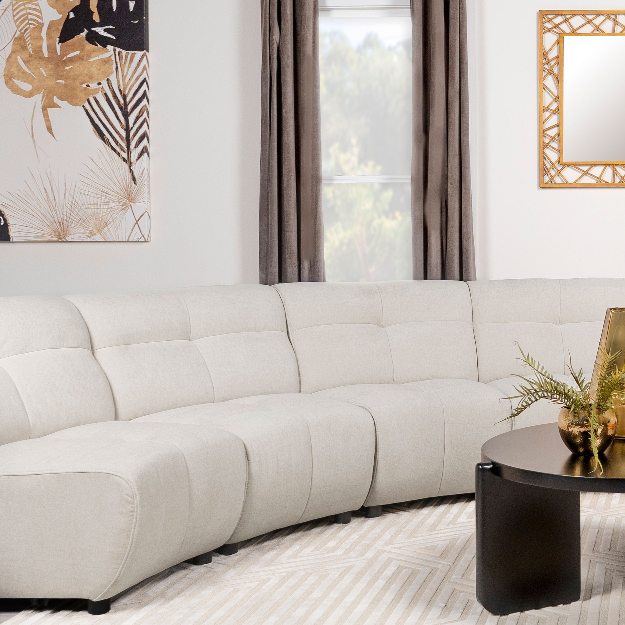 Charlotte Upholstered Curved Armless Chair Ivory — view 2