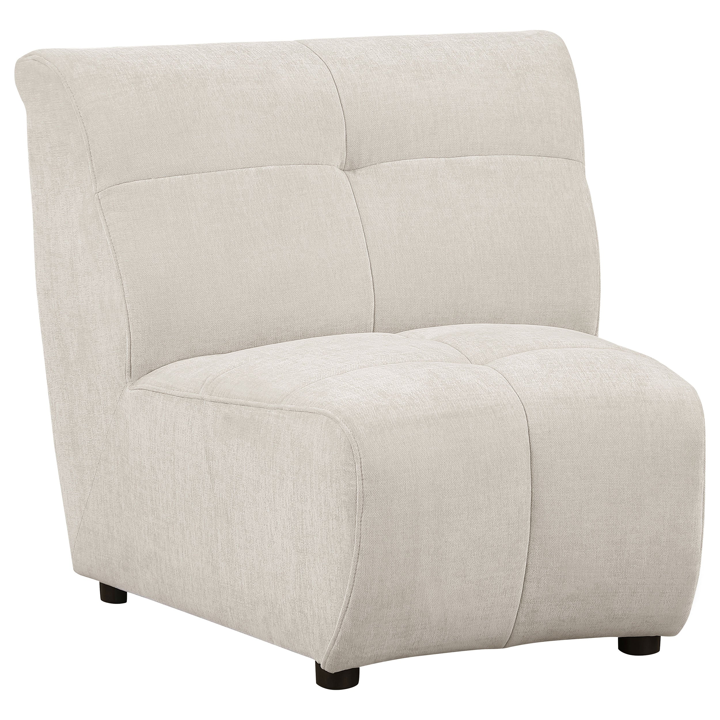 Charlotte Upholstered Curved Armless Chair Ivory — view 1