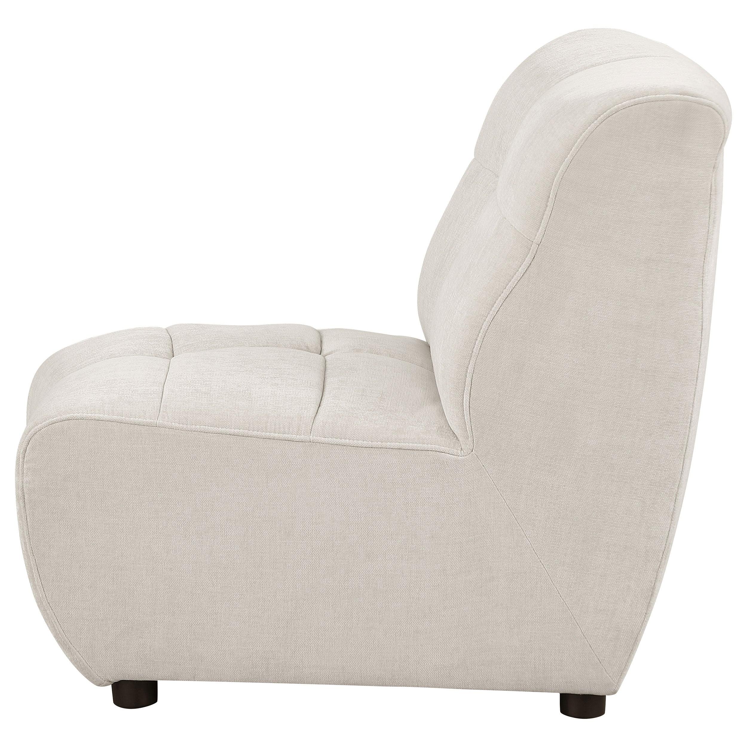 Charlotte Upholstered Curved Armless Chair Ivory — view 5