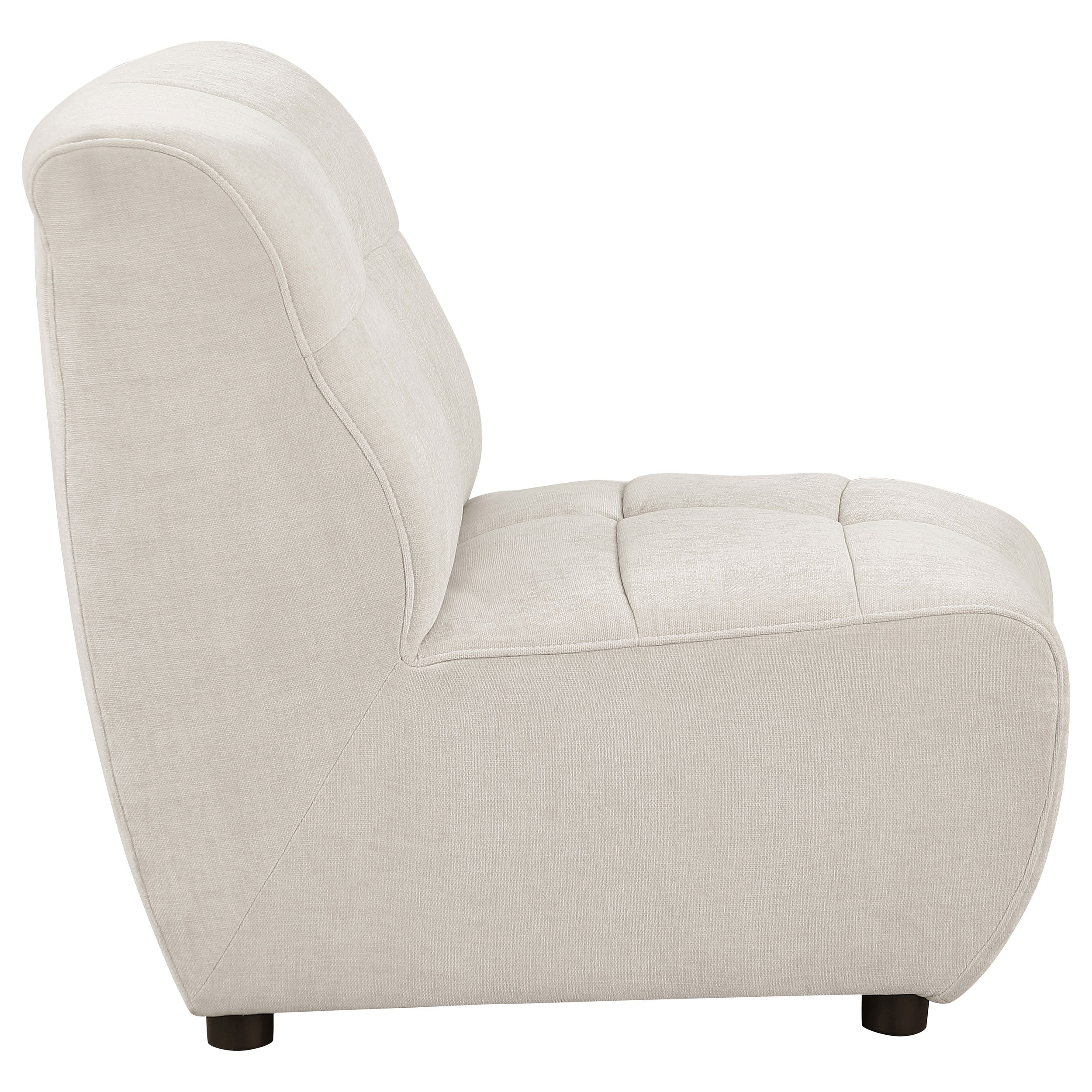 Charlotte Upholstered Curved Armless Chair Ivory — view 8