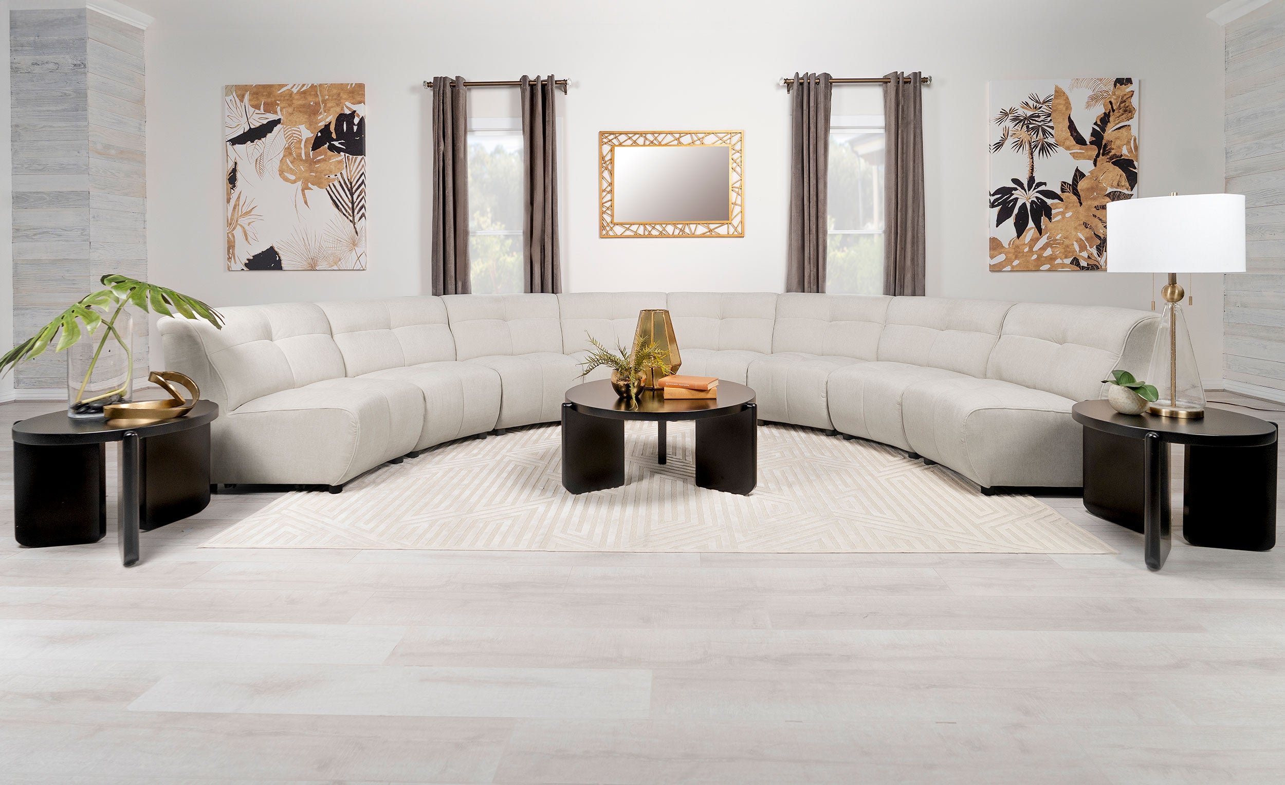 Charlotte Upholstered Curved Armless Chair Ivory — view 11