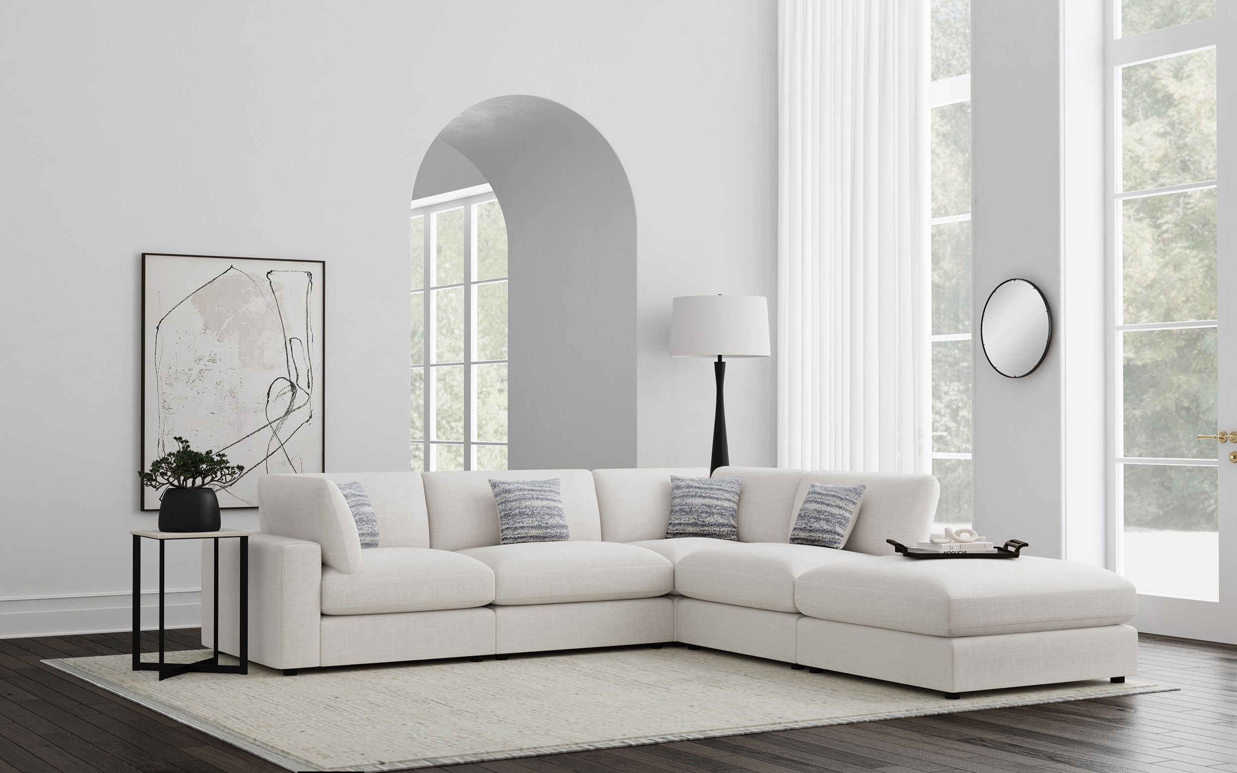 Serene 5-piece Upholstered Modular Sectional Sofa Beige — view 1