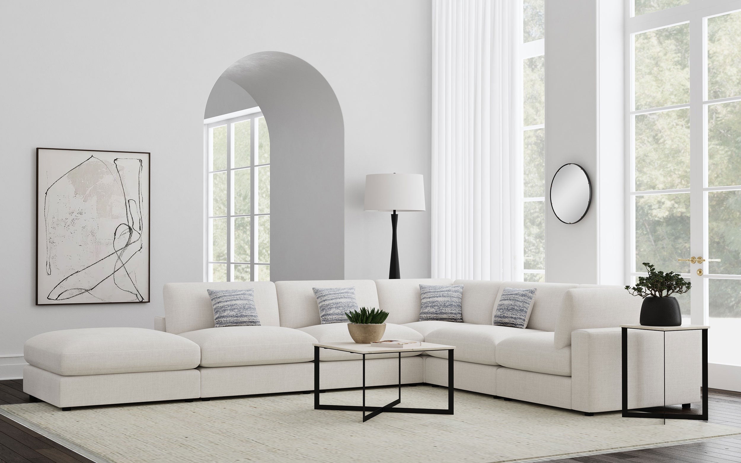 Serene 6-piece Upholstered Modular Sectional Sofa Beige — view 1