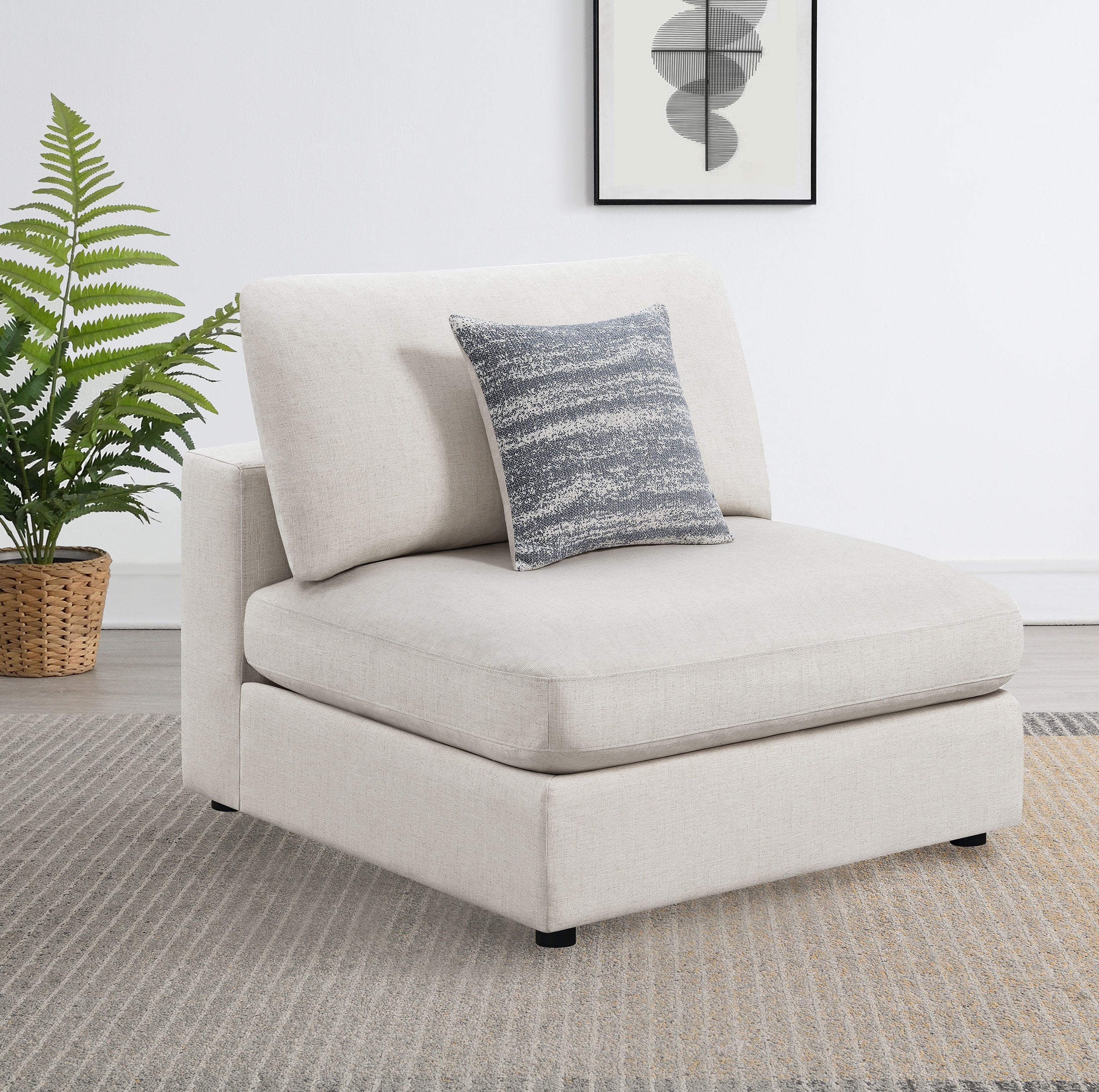 Serene Upholstered Armless Chair Beige — view 2