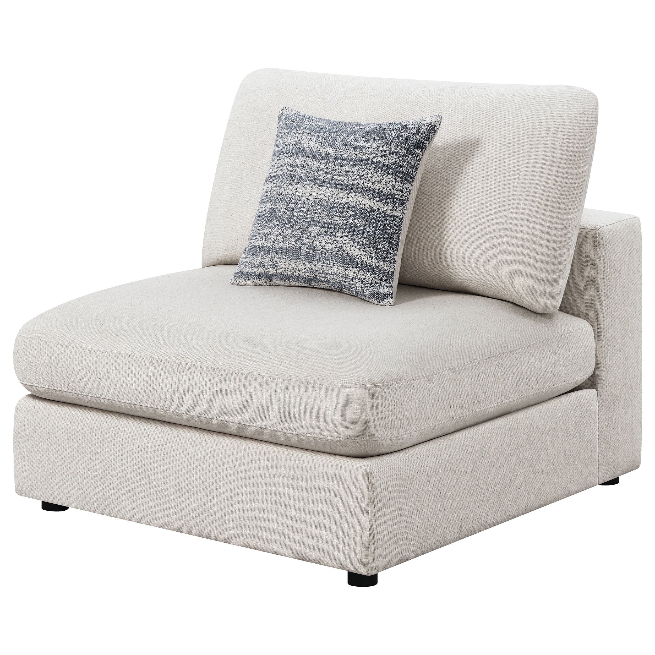 Serene Upholstered Armless Chair Beige — view 4