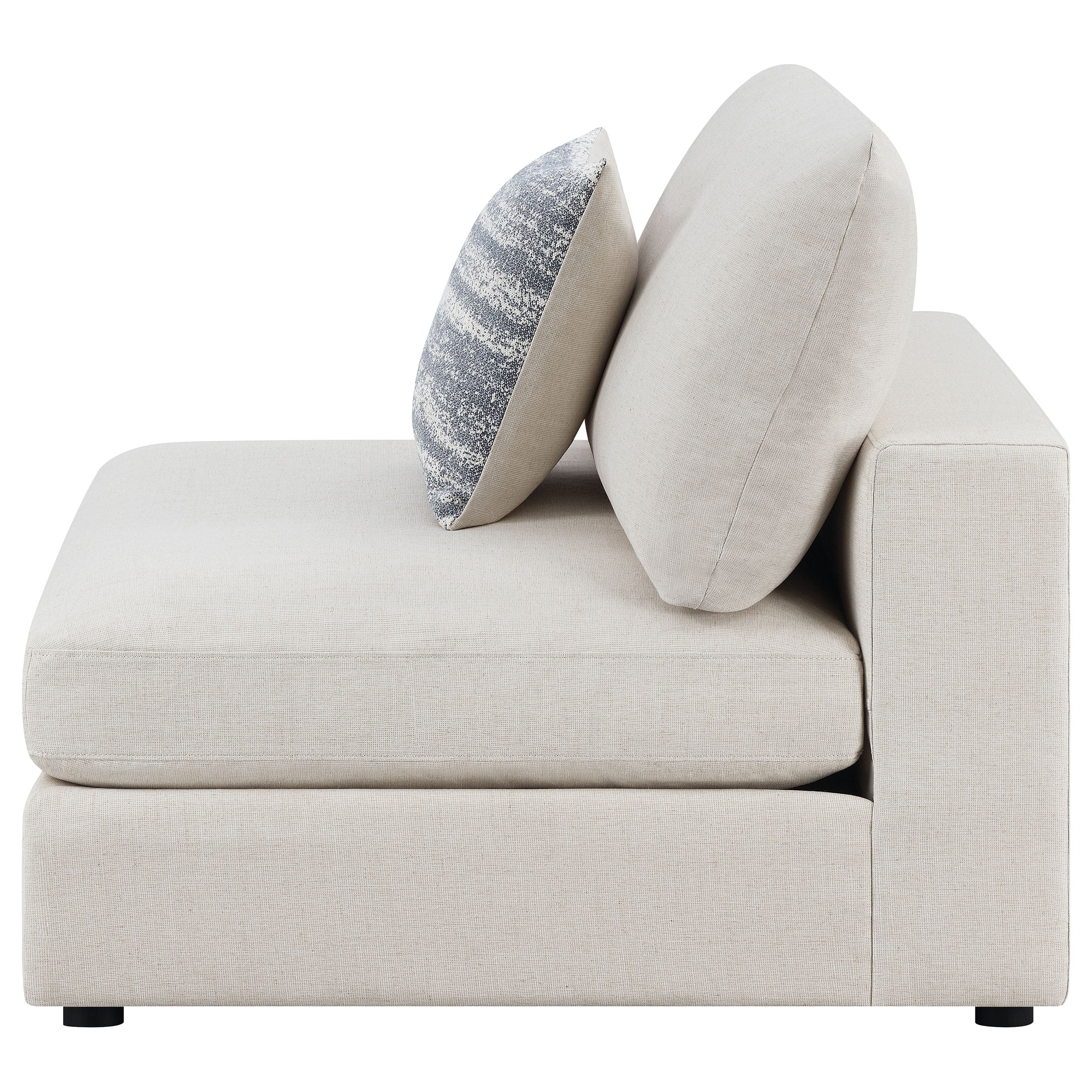 Serene Upholstered Armless Chair Beige — view 5