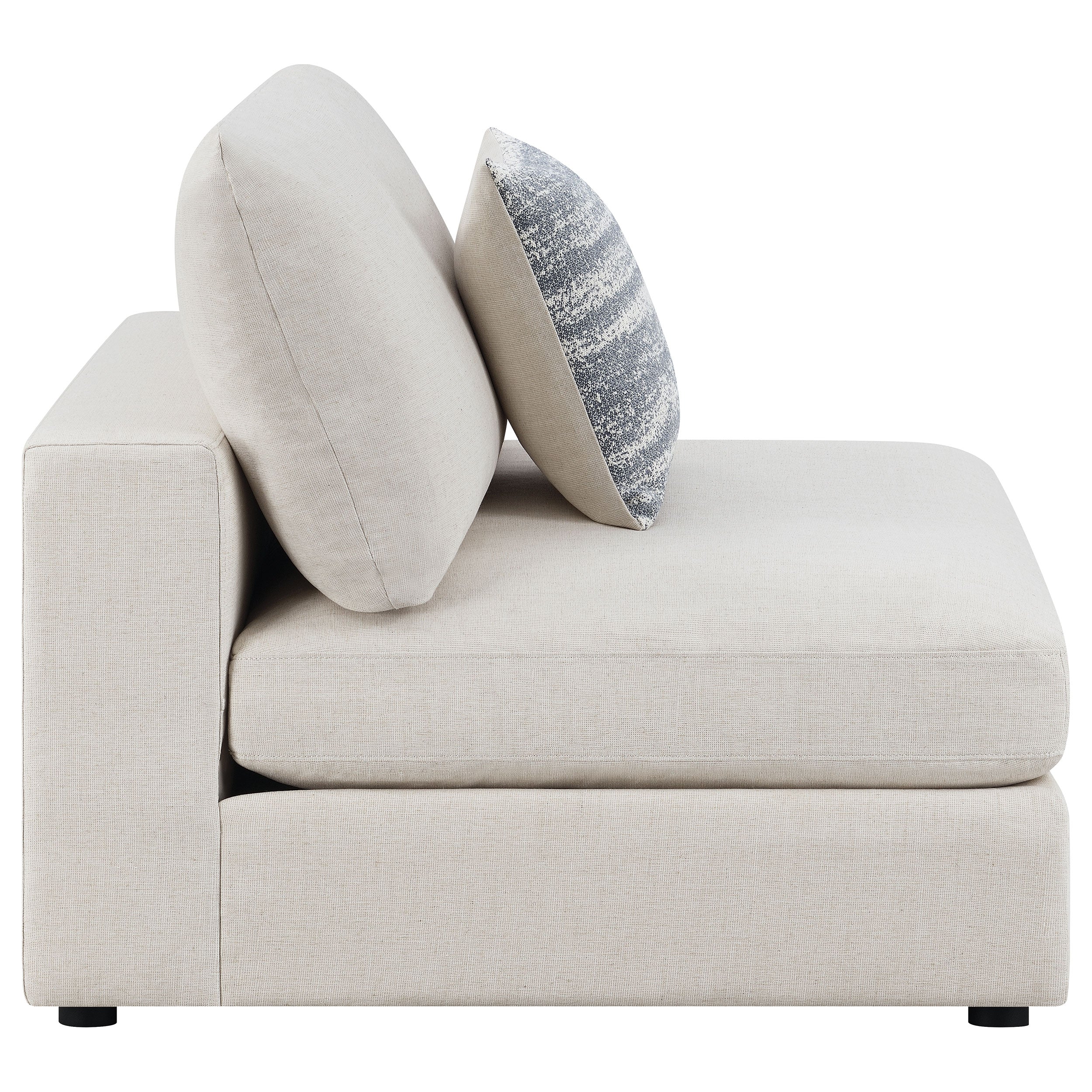 Serene Upholstered Armless Chair Beige — view 8