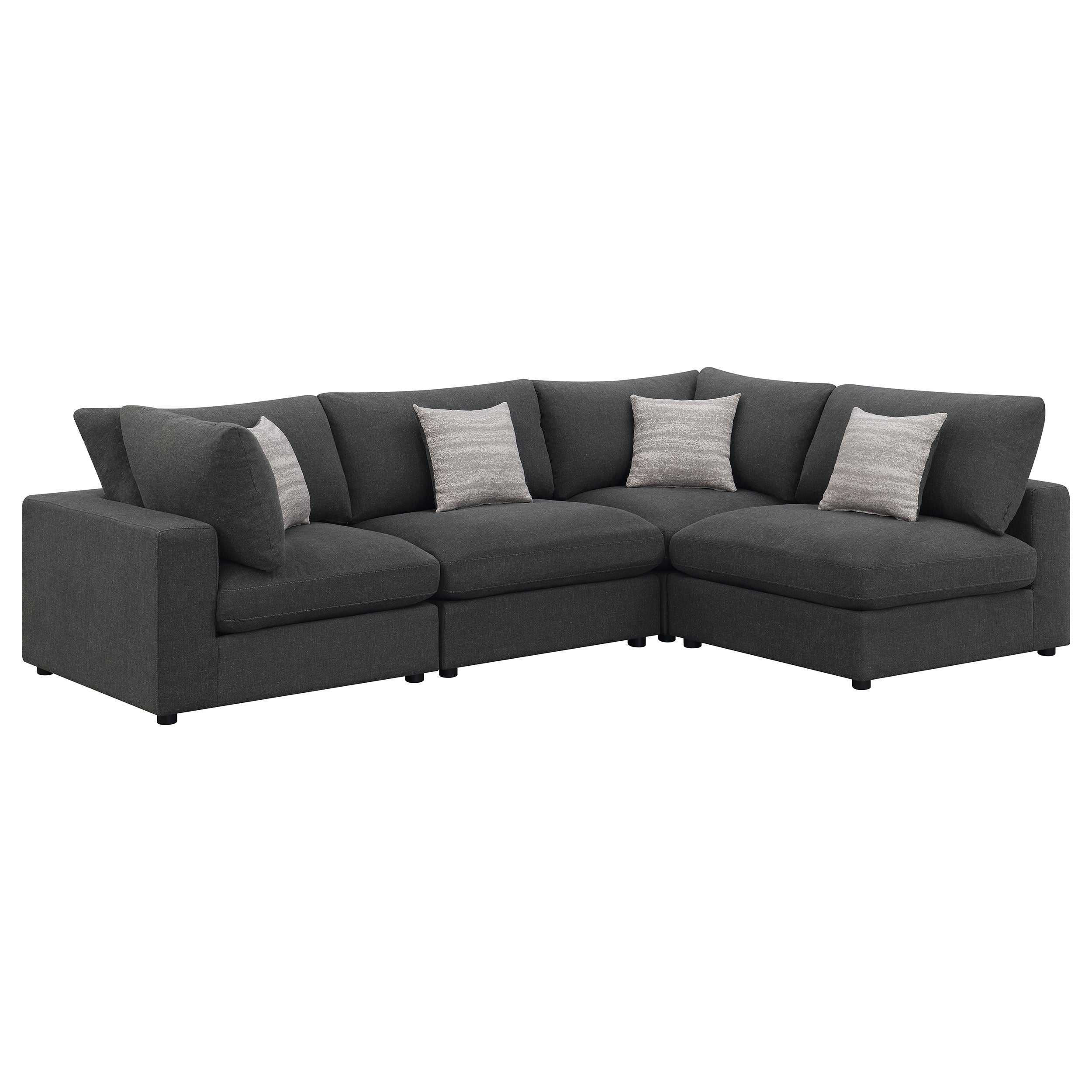 Serene 4-piece Upholstered Modular Sectional Sofa Charcoal — view 2