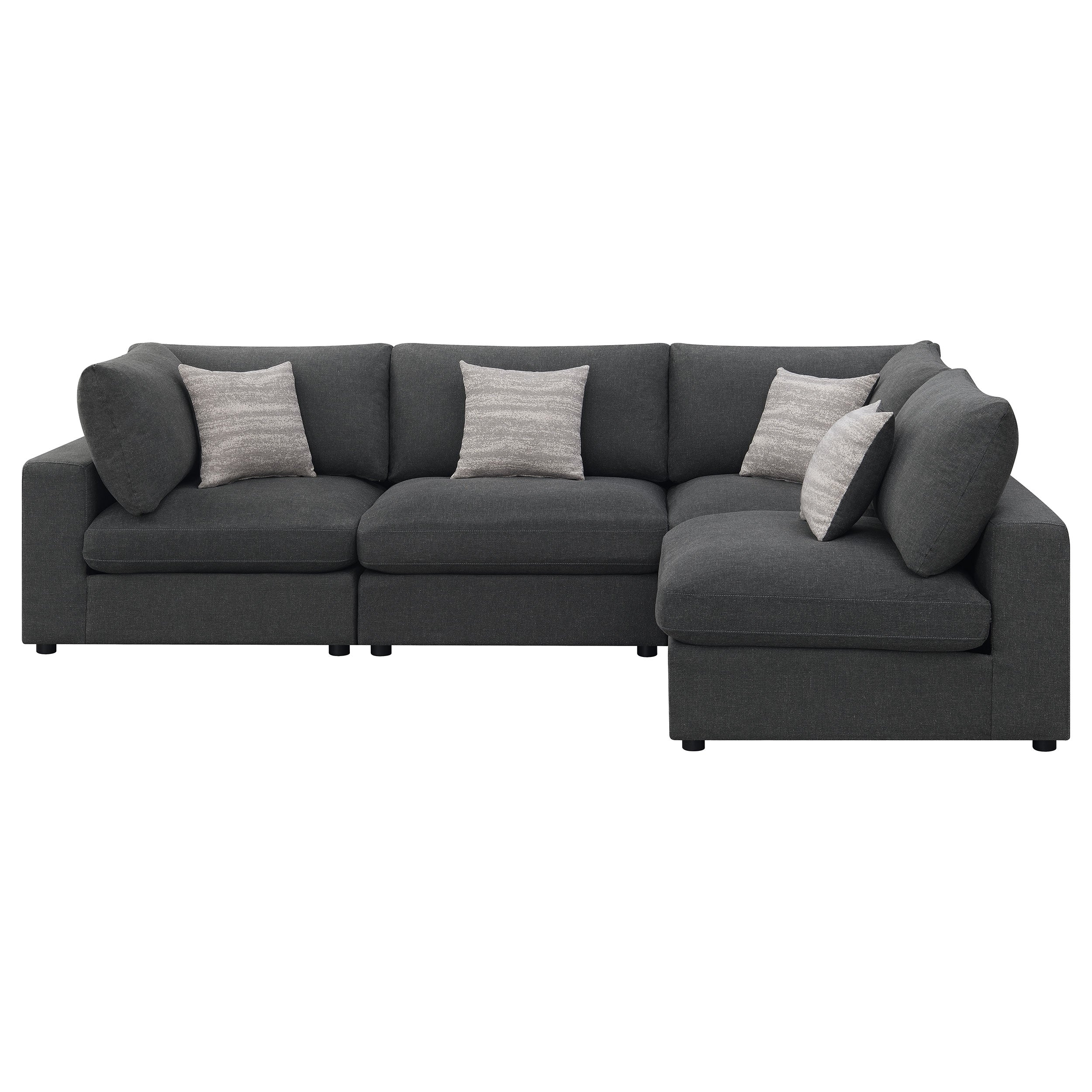 Serene 4-piece Upholstered Modular Sectional Sofa Charcoal — view 3