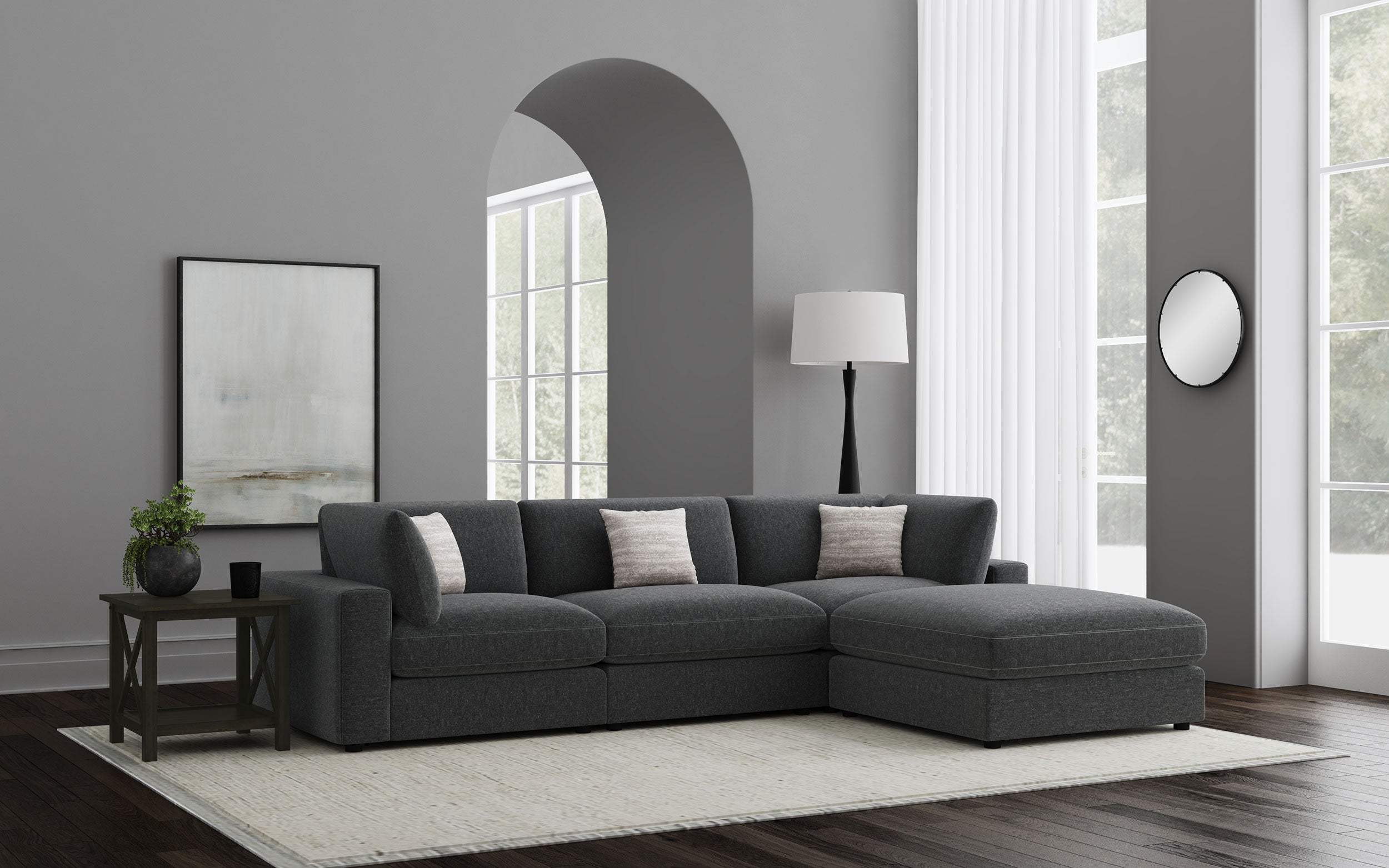 Serene 4-piece Upholstered Modular Sectional Sofa Charcoal — view 1