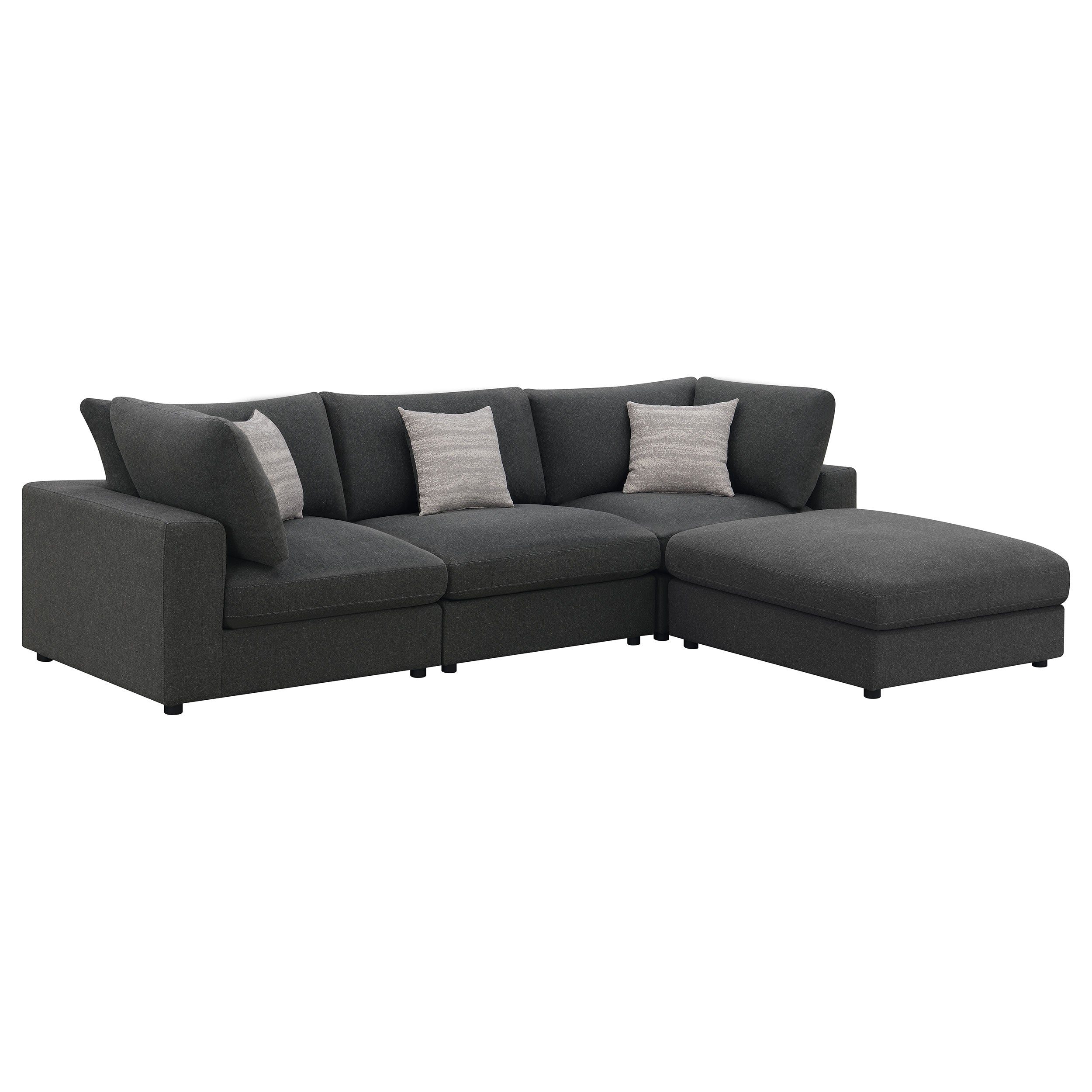 Serene 4-piece Upholstered Modular Sectional Sofa Charcoal — view 2