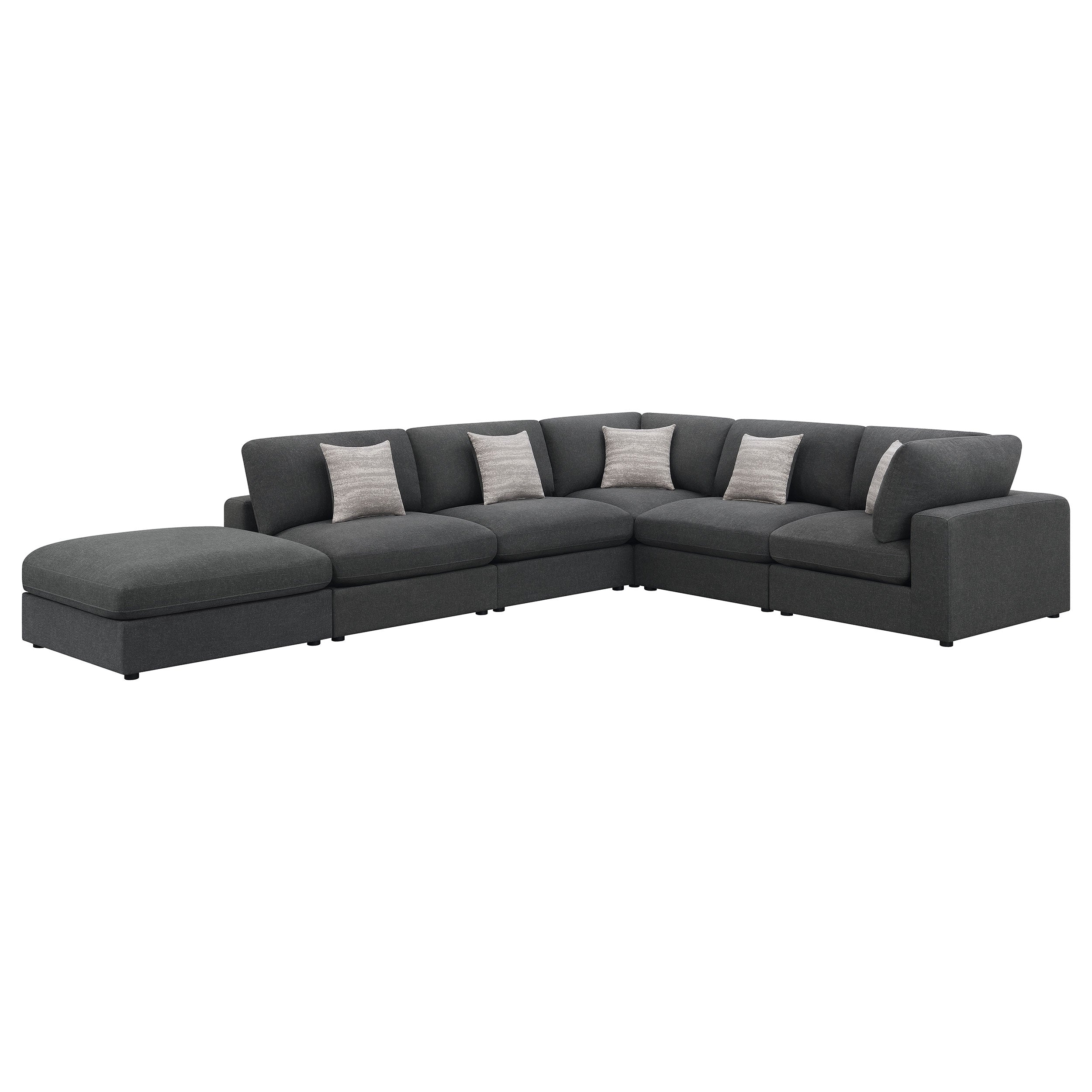 Serene 6-piece Upholstered Modular Sectional Sofa Charcoal — view 2