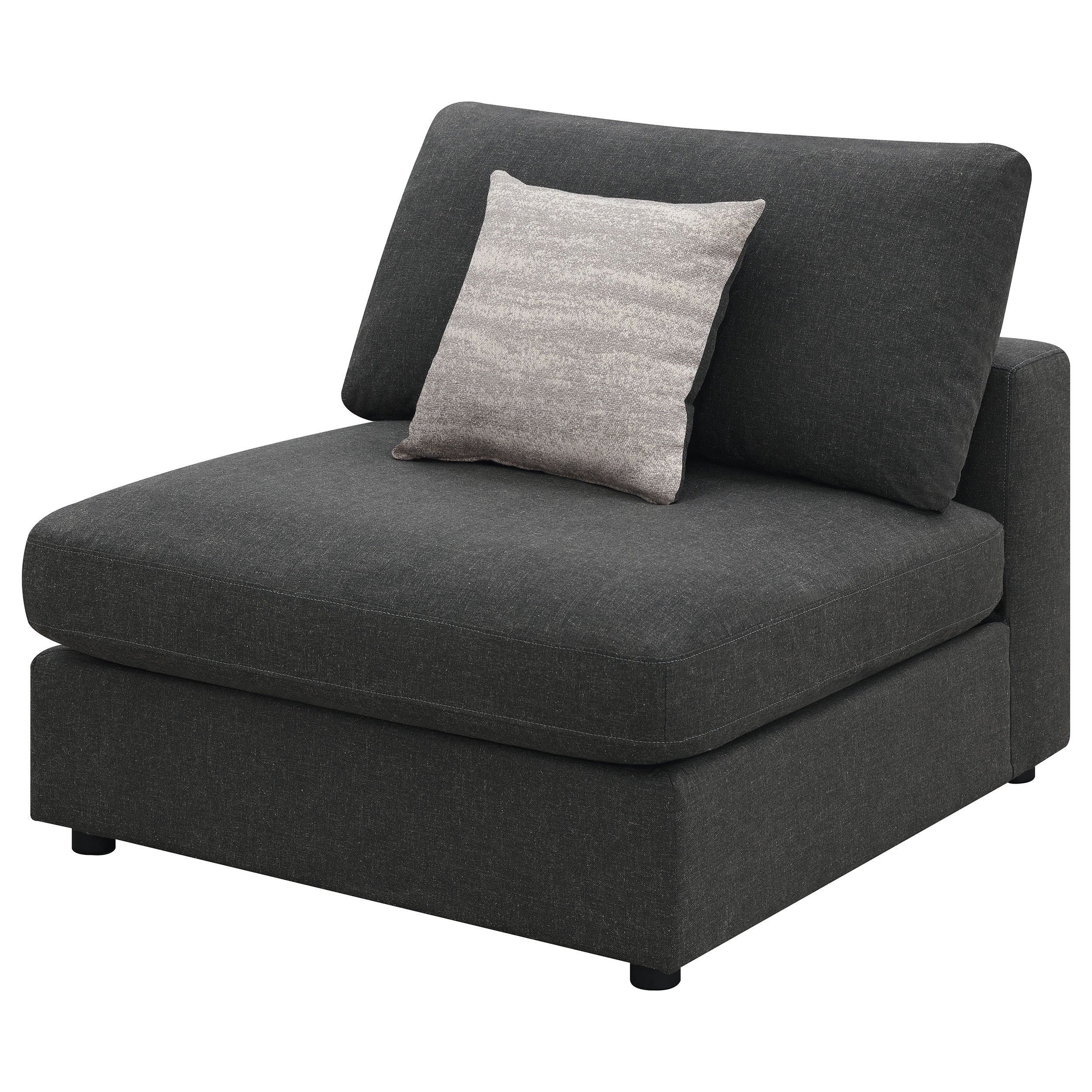Serene Upholstered Armless Chair Charcoal — view 4