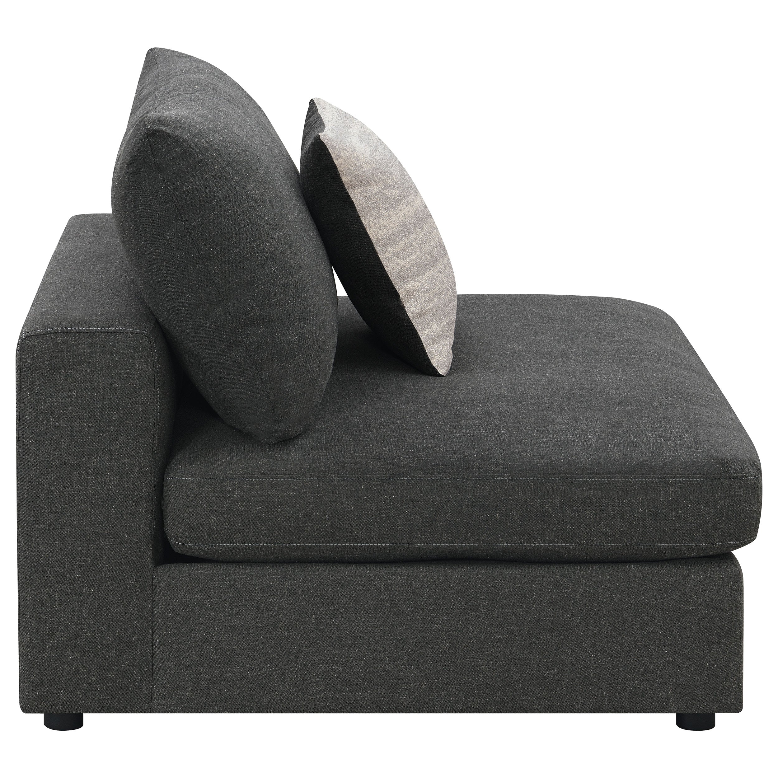 Serene Upholstered Armless Chair Charcoal — view 8