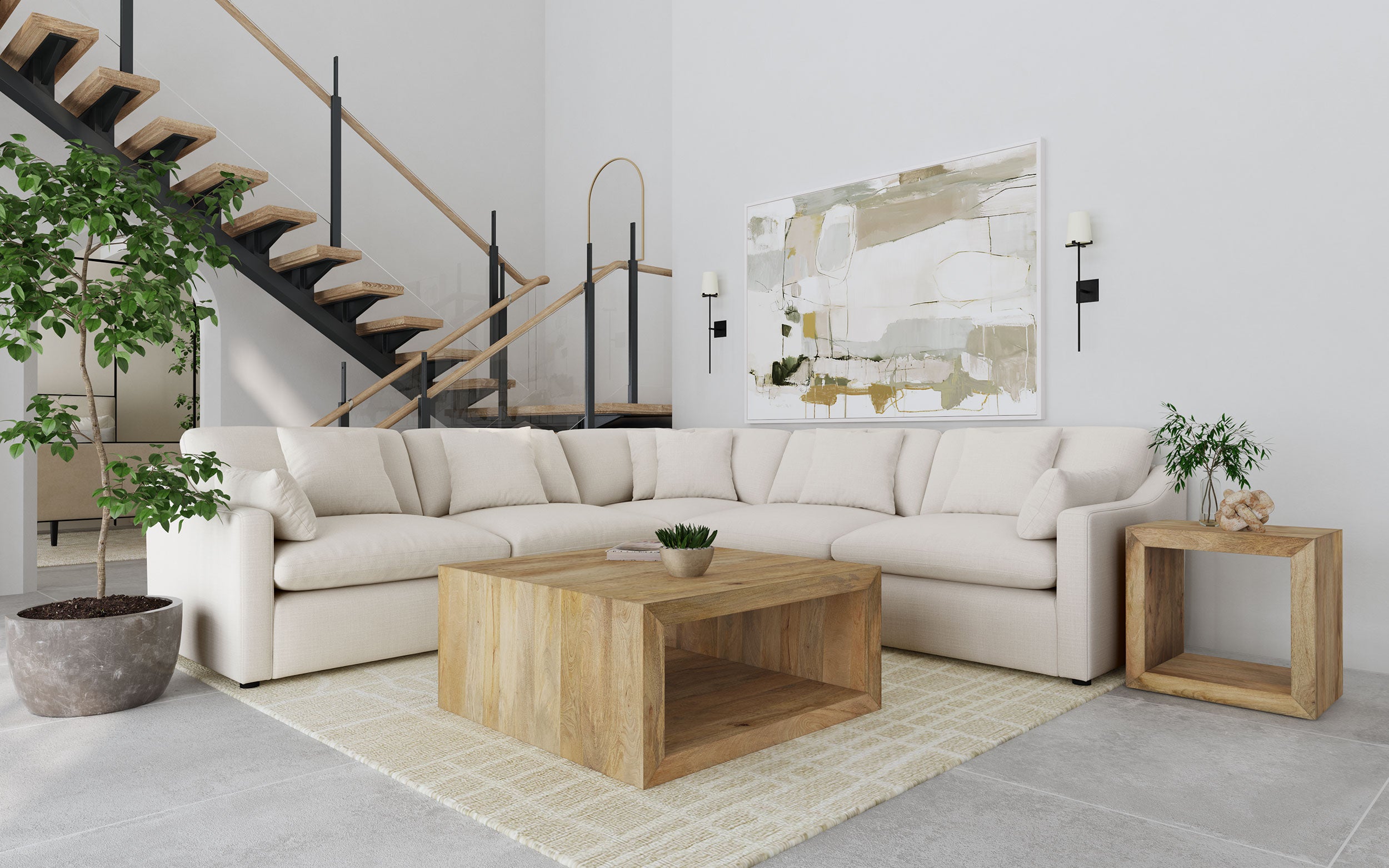 Hobson 5-piece Upholstered Modular Sectional Sofa Ivory — view 1