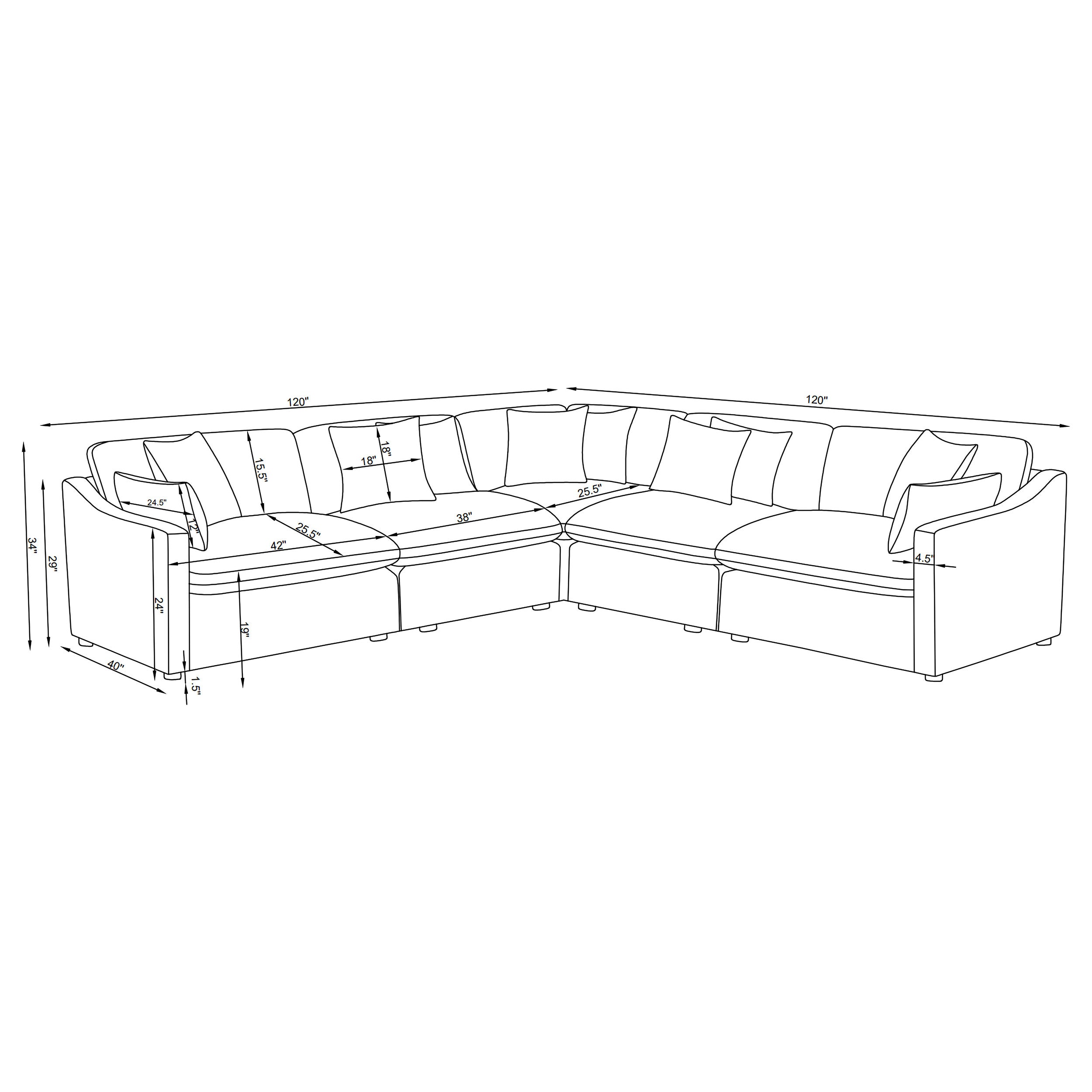 Hobson 5-piece Upholstered Modular Sectional Sofa Ivory — view 12