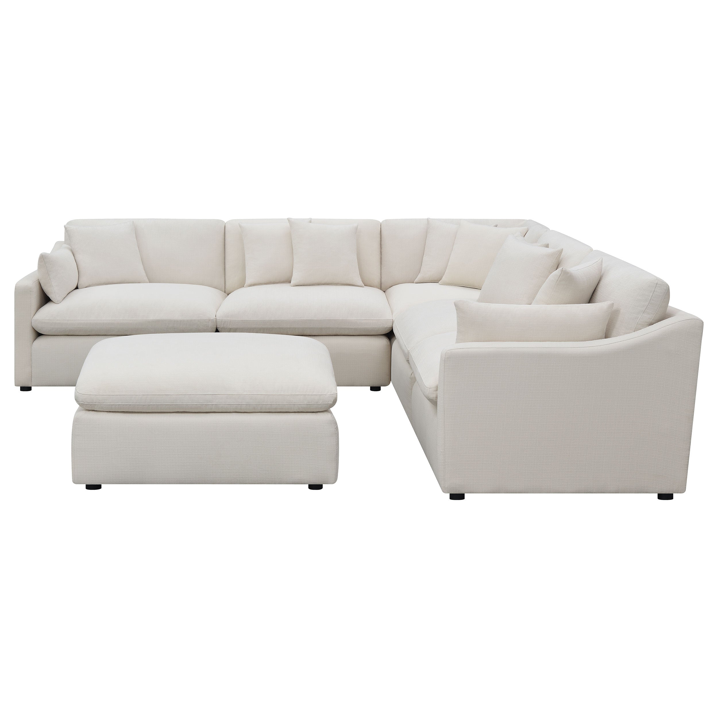 Hobson 6-piece Upholstered Modular Sectional Sofa Ivory — view 3
