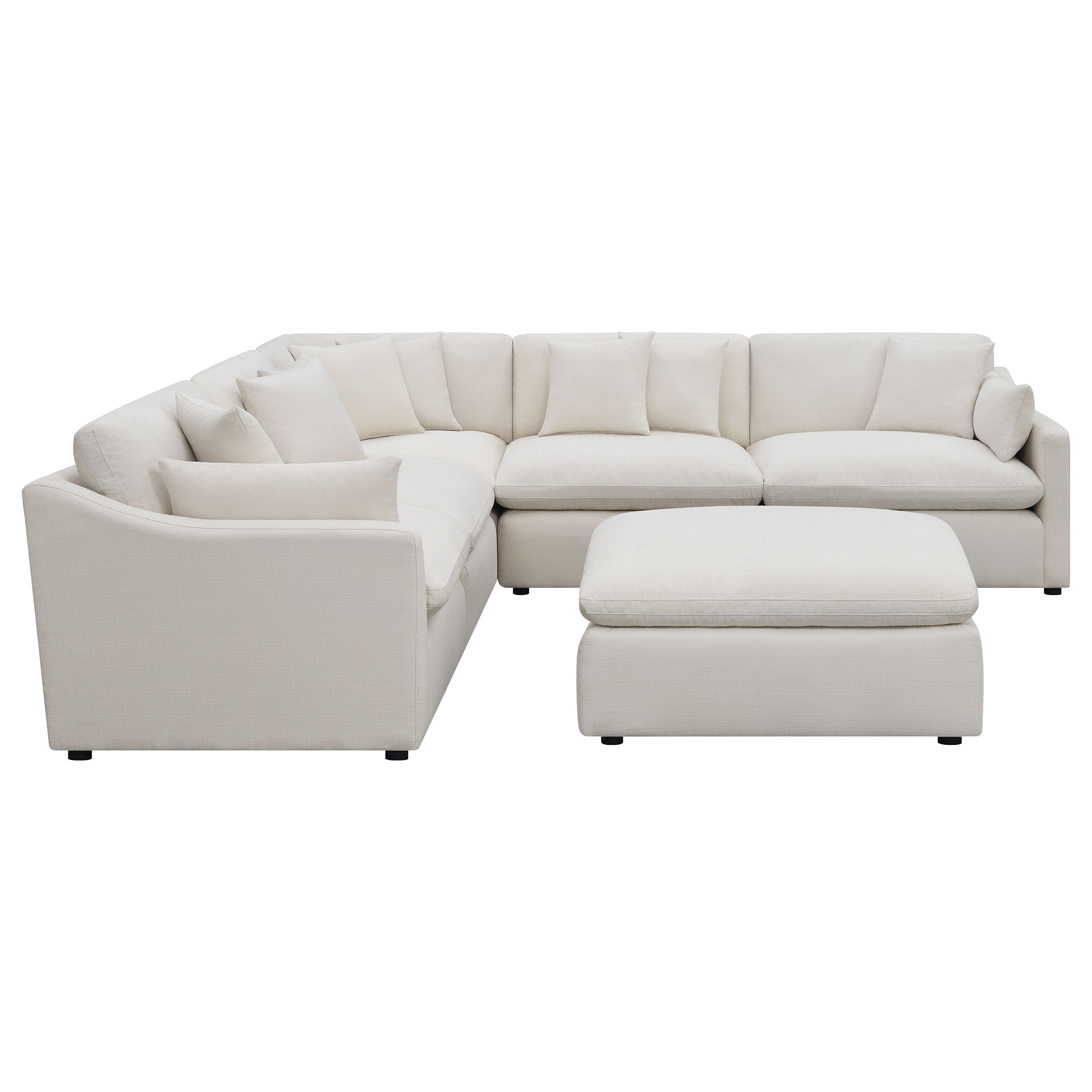 Hobson 6-piece Upholstered Modular Sectional Sofa Ivory — view 5