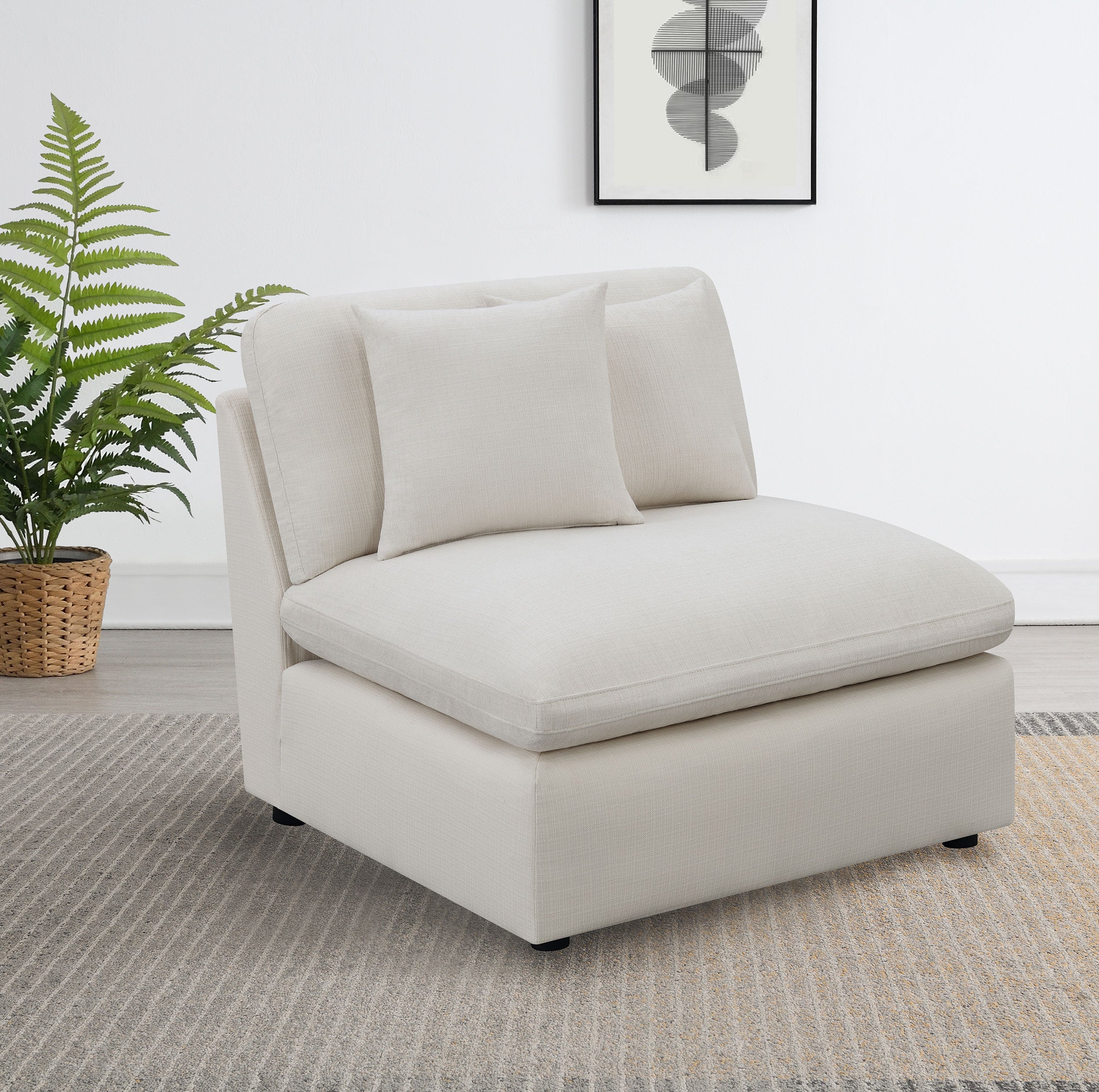 Hobson Upholstered Armless Chair Ivory — view 2