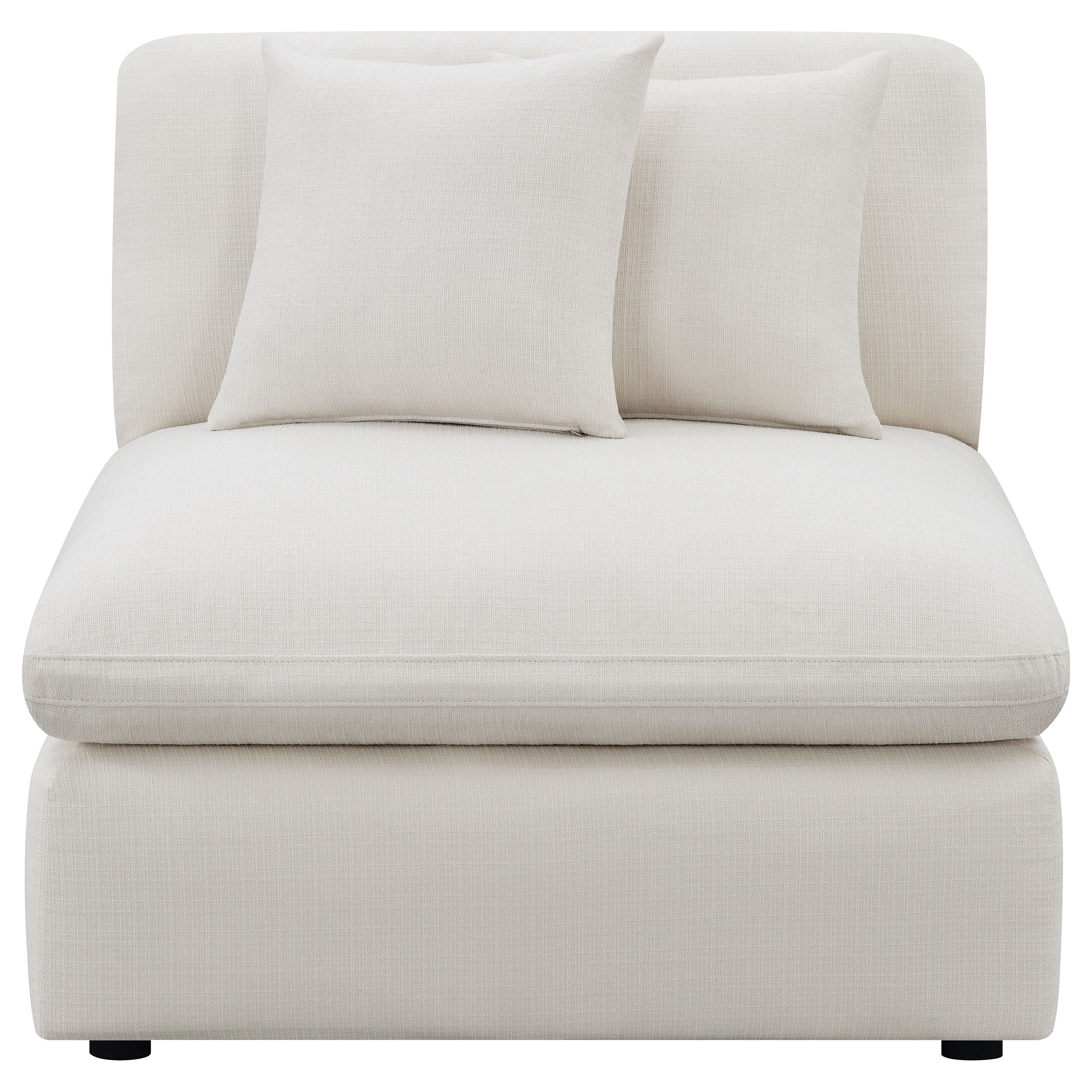 Hobson Upholstered Armless Chair Ivory — view 3